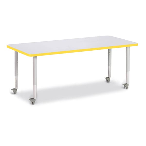 Berries Rectangle Activity Table, 30 in. x 72 in., Mobile, Freckled Gray/Yellow/Gray